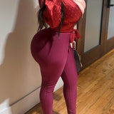 (Hourglass) Butt Lift Faja Leggings - Burgundy