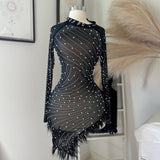 Black rhinestones dress