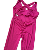 Scrunch booty Jumpsuit Cross Back-Hot Pink