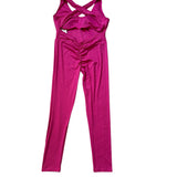 Scrunch booty Jumpsuit Cross Back-Hot Pink